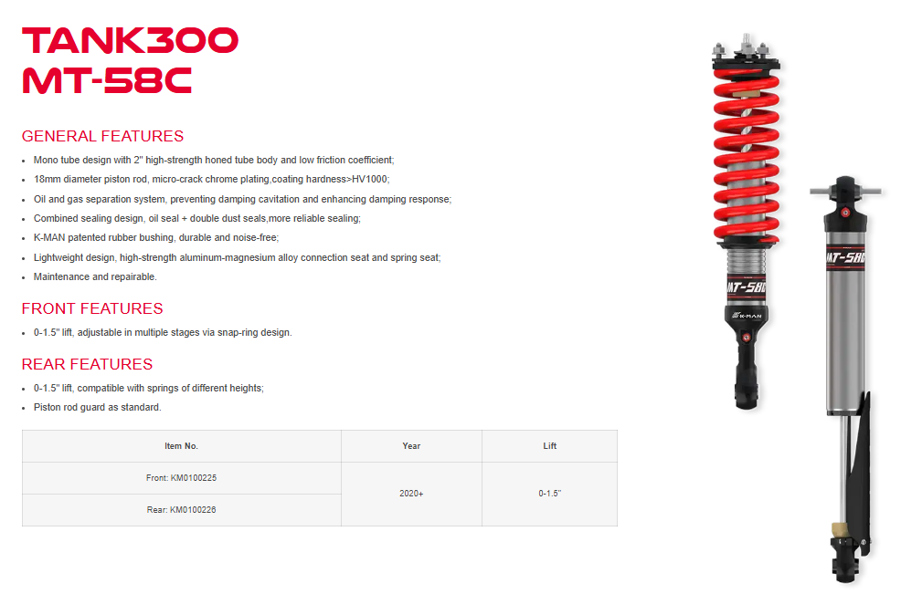 Tank 300/500 K-MAN MT58C Shock